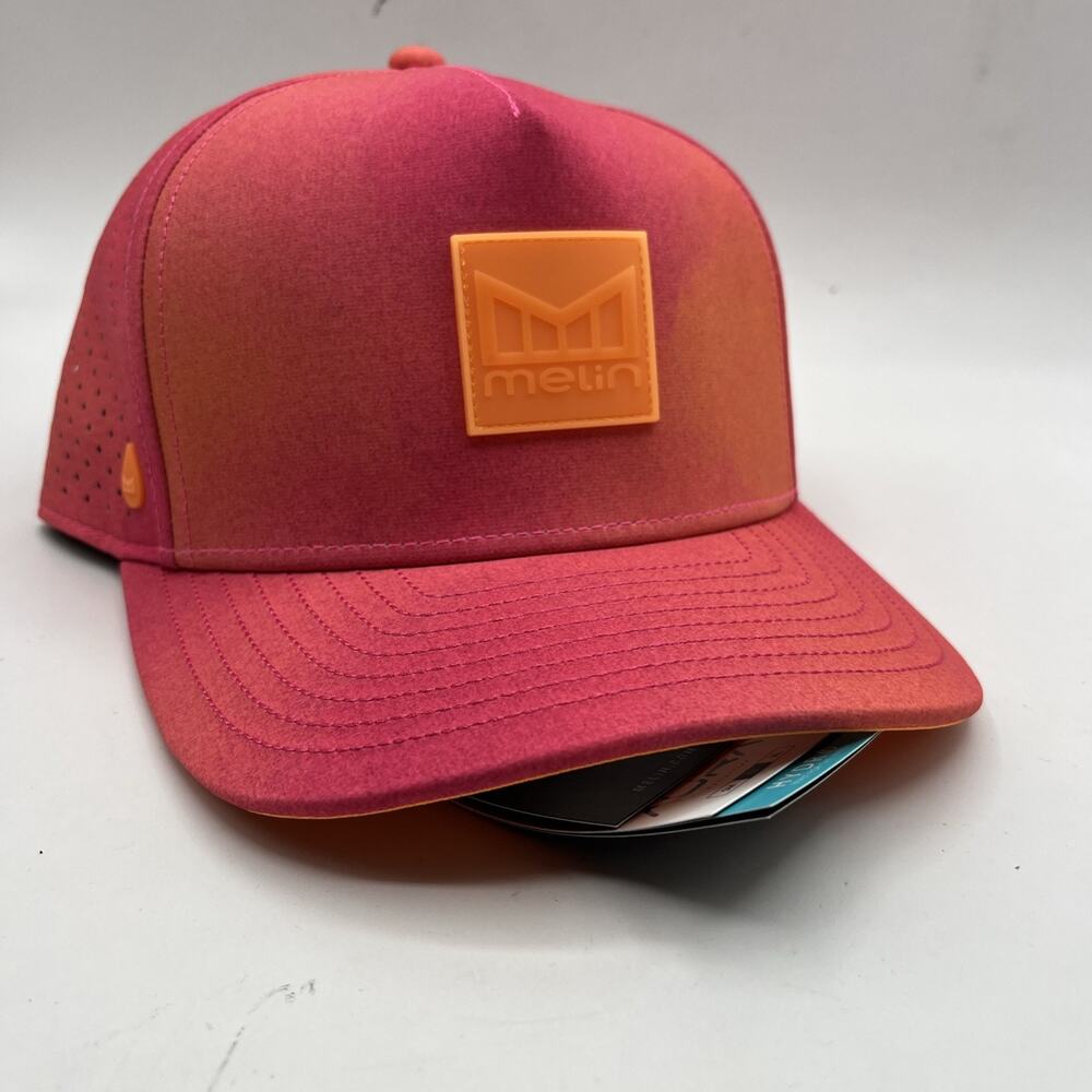 Melin Odessey Stacked SUNSET AURA Golf Baseball SnapBack Hat Pink Orange Sz CL